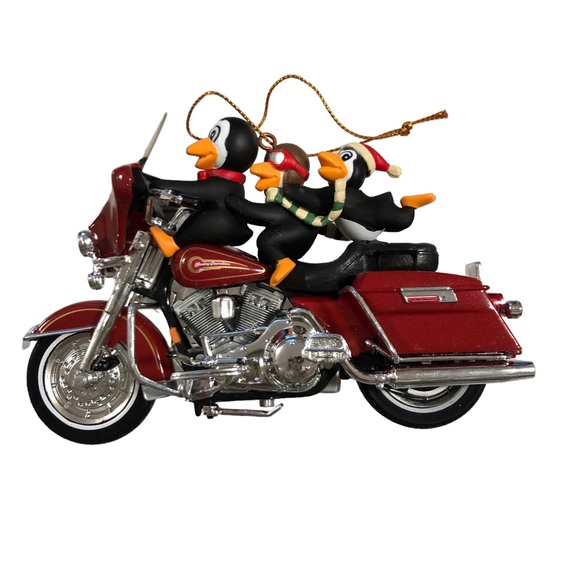 HARLEY DAVIDSON Christmas Tree Holiday Birds ORNAMENT THREE FOR THE ROAD Bike 97 - Picture 1 of 7